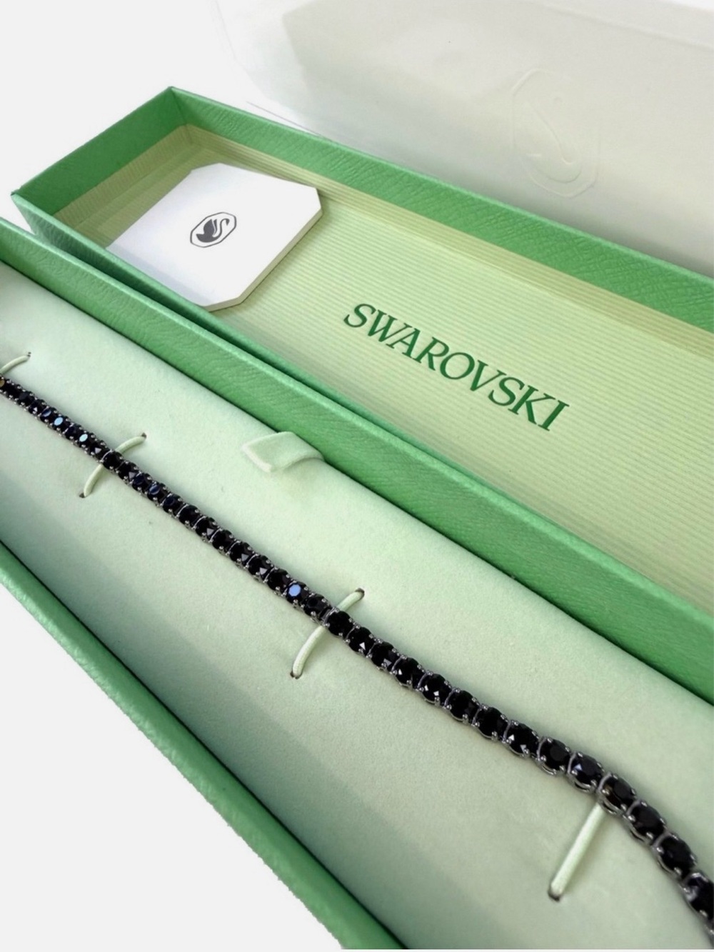 Swarovski Matrix Tennis Bracelet Round Black Crystals Rhodium Finish XL 5664153